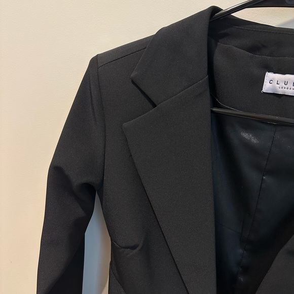 UNBEATEN BLACK PLUNGE CORSET WAIST BLAZER CLUB L LONDON US2 NEW - Picture 8 of 10